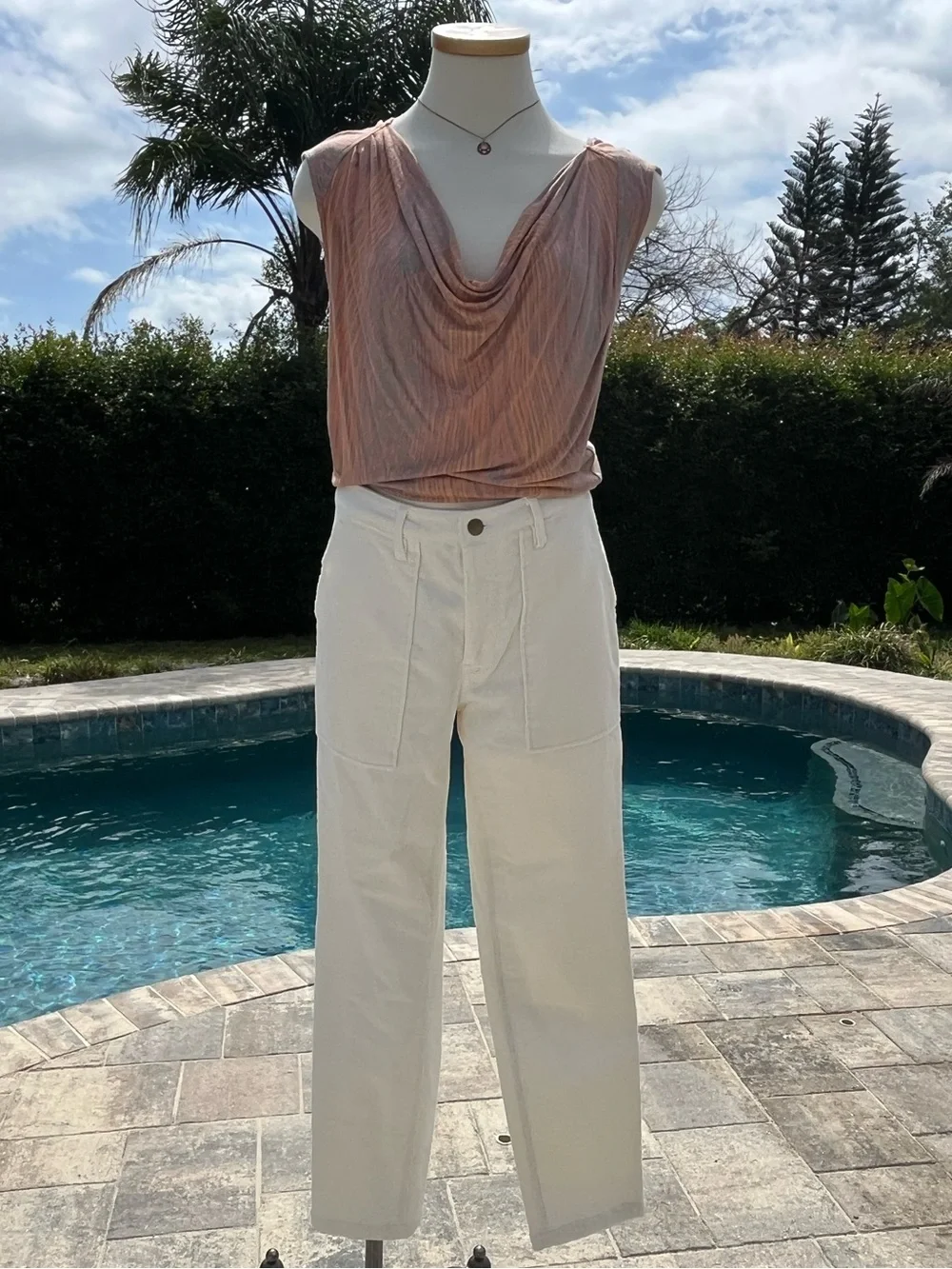 LASCANA Cream Corduroy Style Jeans Size 6 - Picture 1 of 10